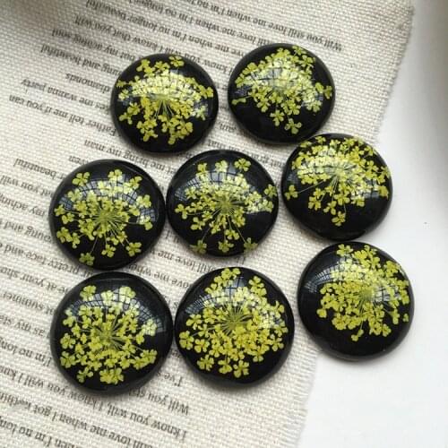 40pcs/lot color Dried flowers core decoration geometry rounds shape resin flatback beads diy jewelry earring/garment accessory