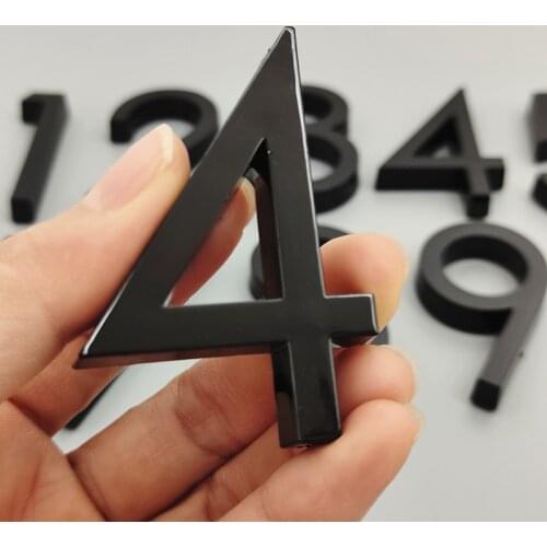 5.8CM 3D Black House Door Number Plate Home Number Street Mailbox Number Stickers Numbers Flat Number Hotel Number Outdoor Door