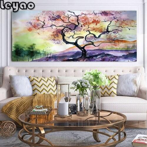 5D Diy Embroidery Scenic dreamColoured trees Cross Stitch Full square Diamond Painting round drill Landscape mosaic Home decor