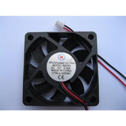 2 Pcs Brushless DC Cooling Fan 9 Blade 6015S 5V 2 Wires 60x60x15mm