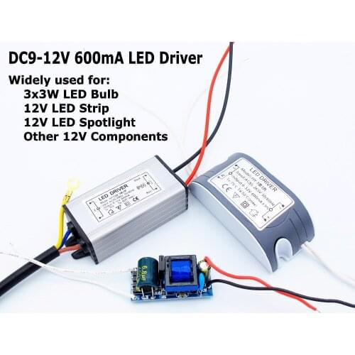 Wholesale 600mA DC 9V - 12V Led Driver 6W 7W Power Supply AC 110V 220V for DC 12V LED Strip Spotlight, 9-12V Security Equipment