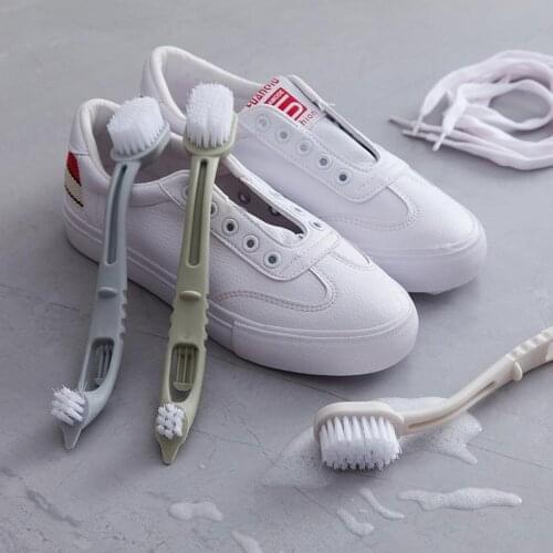 Cleaning Double-headed Shoe Brush Portable Shoes Cleaning Tools Long Handle Plastic Household Cleaner