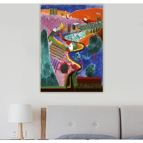 Citon David Hockney《Nichols Canyon》Canvas Oil Painting Artwork Poster Picture Wall Background Decor Home Living room Decoration