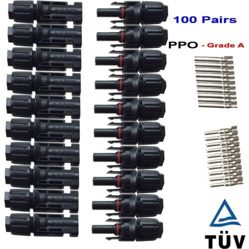 Hot 100 pairs Solar Connector Solar Plug Socket Coupling NEW solar PV connectors Suitable for AWG14, AWG12, AWG10