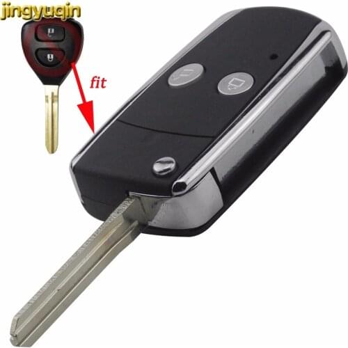 Jingyuqin 2 Buttons Modified Folding Flip Remote Car Shell Key Case Fob For Toyota Camry Corolla Yaris Hilux Shining Metal Frame
