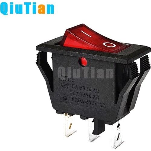 KCD3 Rocker Switch ON-OFF 2 Position 3 Pin Electrical equipment With Light 15A 16A 250VAC/ 20A 125VAC double panels Power Switch