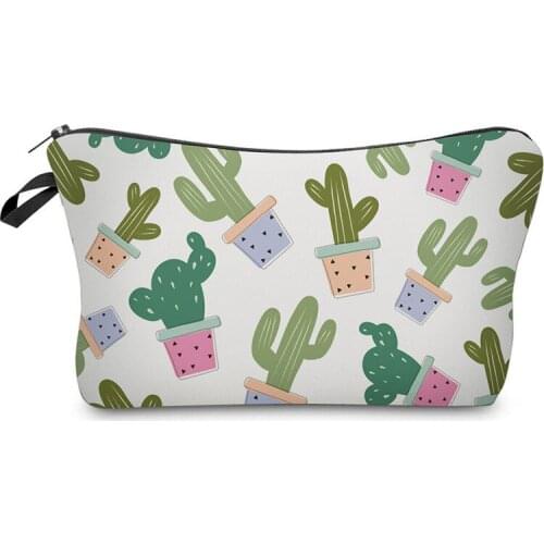 High Quality Zipper Makeup Bag Cactus Prints Cosmetic Bag Waterproof Women Make Up Bag Travel Toiletry Organizer