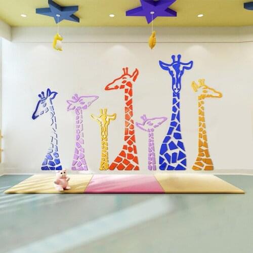 Colorful giraffe acrylic photo wall sticker creative personality 3D stickers bedroom bedside background wall surface decoration