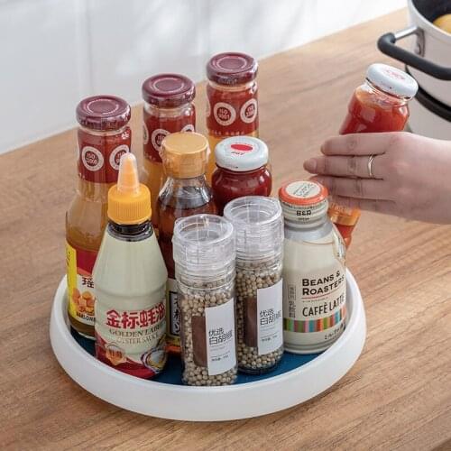 360 Rotating Tray Kitchen Storage Containers for Spice jar Food Snack Tray Bathroom Tray Non Slip Snack Dried Storage Plate