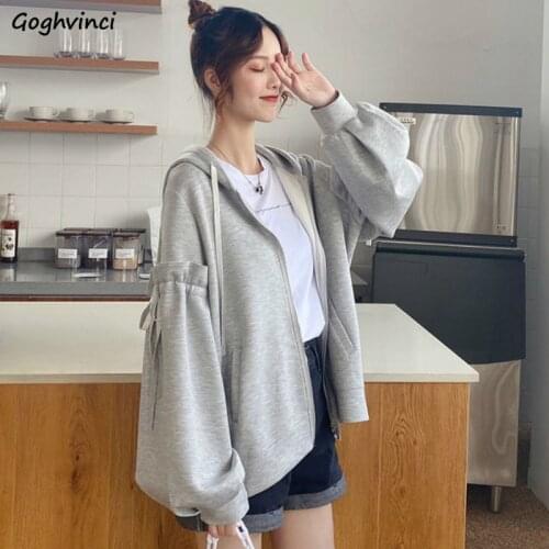 Basic Jackets Women Thicken Hooded Solid Zipper Bows Ruffles Korean Style Sweet Students Design Warm Loose Casual Sweet Tops New