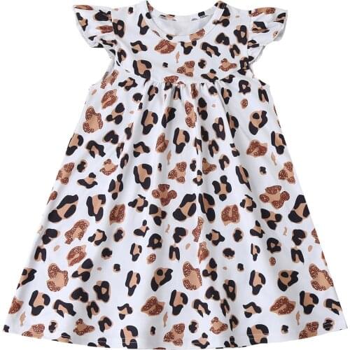 Baby Girl Dresses Summer Hot Sale New Sleeveless Flying Sleeve Leopard Print Princess Summer Dress Bimba Dress 2021