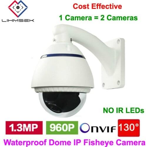 Lihmsek 1.3 Megapixel IP 130 Degree Wide Angle Lens Fish Eye Camera 960P Network Onvif Fisheye Camera for Outdoor Use