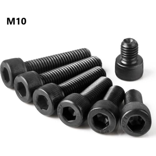 M10 Bolt 12.9 Grade Alloy Steel Black Hexgon Socket Screw M10*10 12 18 80 90 100 110 120 130 140 150mm Balck Screw Full Thread