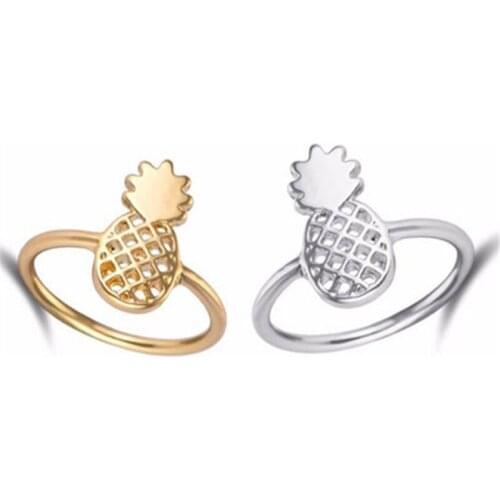 Fashion Cute Pineapple Ring Sweet Fruit Pendant Rings Jewelry For Couple Girls Women Wedding Gift