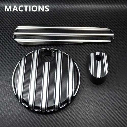 Motorcycle Black&White CNC Fuel Tank Door Dash Track Insert Ignition Cap For Harley Touring FLHX FLTRX 2008-2016