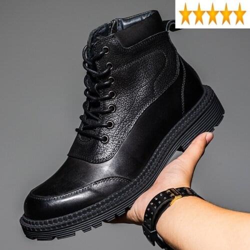Top Men High England Style Thick Platform Zipper Work Safety Shoes Brand Autumn Winter Patchwork Biker Ankle Boots