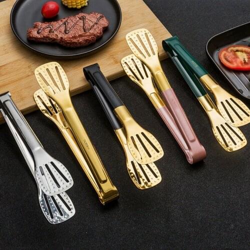 Non Slip Stainless Steel Food Tongs Meat Salad Bread Serving Tongs Barbecue Tongs Bbq Tools Cooking Utensils Kitchen Accessories