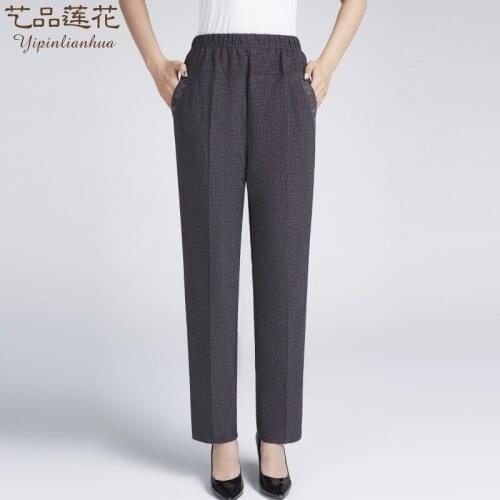 New spring and summer of 2019 middle-aged and old ladies casual pants elastic waist trousers slacks fat mother big yards clothes