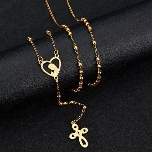 New Necklace 2021 Virgin Mary Necklaces for Women Crucifix Stainless Steel Chains Necklace Jewelry Wholesale Collares