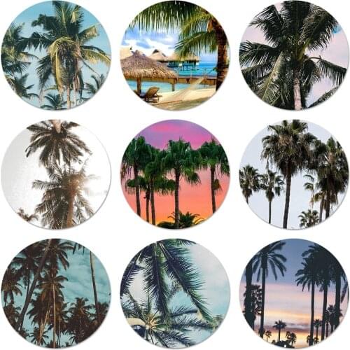 Palm Tree Plant Flower Art Icons Pins Badge Decoration Brooches Metal Badges For Clothes Backpack Decoration 58mm