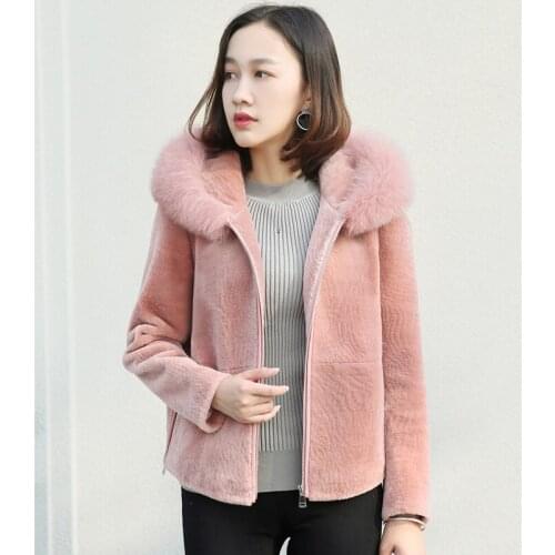Savabien 2019 Autumn Winter Furry Hooded Coat Women Long Sleeve Faux Fur Coat Jackets Warm Parka Pink Red Festival Slim Overcoat