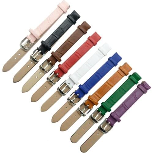 Women Girls Vintage Soft Plain Genuine Leather Watchbands Silver Pin Buckle Watch Strap Band 8mm 10mm Accessories