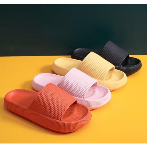 Women Thick Platform Slippers Summer Beach Eva Soft Sole Slide Sandals Leisure Men Ladies Indoor Bathroom Anti-slip Shoes