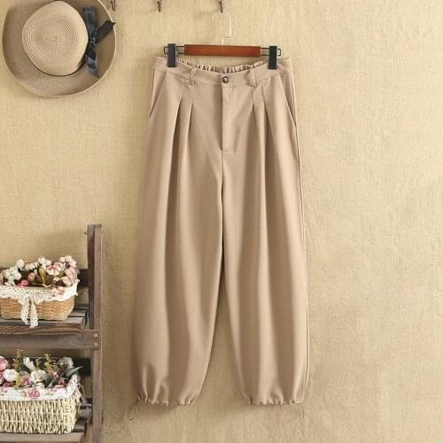 Plus Size Pants For Women In Autumn Wear Elastic Waist Solid color Casual Pants Drawstring Design On Legs Large Size Loose Pants