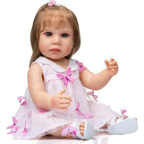 NPK 55CM Lilly Full Body Silicone Soft Touch Reborn Princess Girl Doll Hand Detailed Painting Soft Touch Waterproof Bath Toy