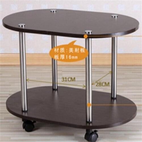 60*40*47CM Modern Wood Bedside Table Sofa Side Coffee Table Mobile Oval Tea Cart With Wheels