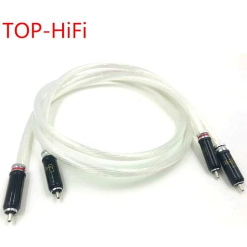 TOP-HiFi Pair 7n-OCC Silver 2RCA to RCA Interconnect Cable RCA Cable Audio Cable With Rhodium Plated WBT-0102 Plug
