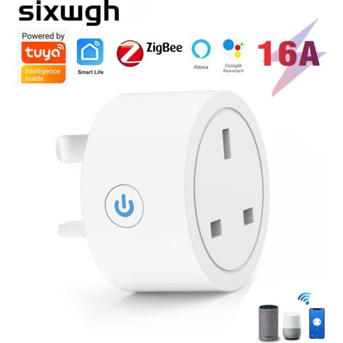 Tuya Zigbee Smart Socket wifi UK Plug realizes Whole-house intelligence by Zigbee Hub gateway control supports Google Home Alexa