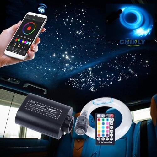 CHINLY Fiber Optic Lights Smart Bluetooth APP 16W Car Starry Lights Musical Active Control 3m 370pcs Optical Fiber LED Lighting