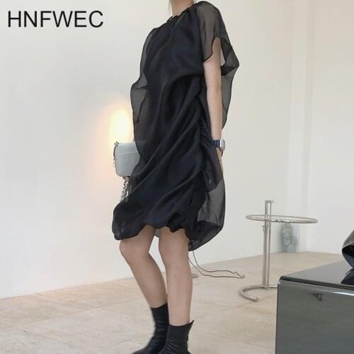 Party Patchwork Mesh Dress For Women O Neck Puff Sleeve Mini Black Elegant Dresses Female 2020 Summer Fashion New Tide K627