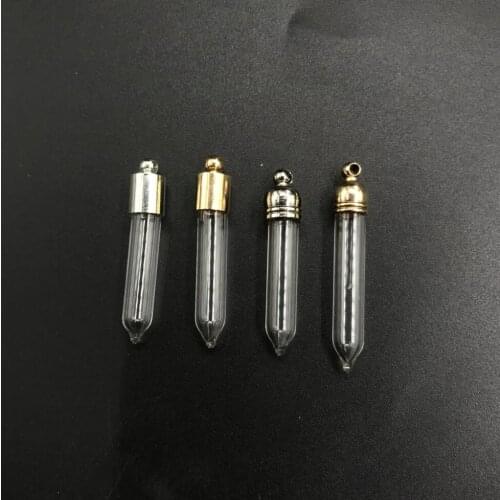 1/3/5/8/10pcs bullet shape glass vial pendant glass pendant wishing glass bottle locket necklace pendant name on rice bottle jar