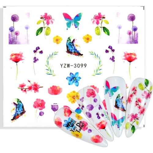 1 Sheet Nail Art Sticker Water Transfer Sticker Decoration Transfer Flower Rose Butterfly Nail Stickers Water Decal Nail Sticker