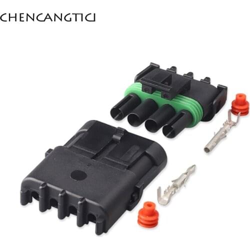 5 Sets 4 Pin Way Delphi Electrical Socket Plug Waterproof Weather Pack Square Wire 2.5MM Male Female Connector 12015797 12010974