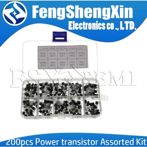 10value 200PCS BC337 BC327 2N2222 2N2907 2N3904 2N3906 S8050 S8550 A1015 C1815 Transistor Assortment Kit Transistors Box Pack
