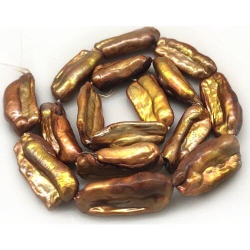 16 inches 25-35mm Coffee Natural Baroque Biwa Pearl Loose Strand