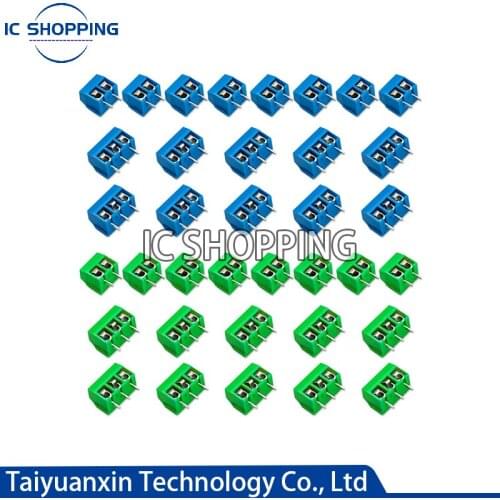 20Pcs/lot MF301 KF301-5.0-2P KF301-3P KF301-4P Pitch 5.0mm Straight Pin 2P 3P 4P Screw PCB Terminal Block Connector Blue Green