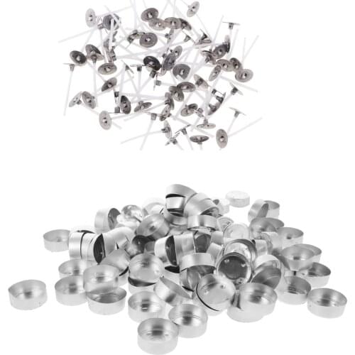 200x Aluminium Case Tea Light Empty Holder Cups Case Containers & 25mm Cotton Candle Wick for Tealight Candles Making Crafts