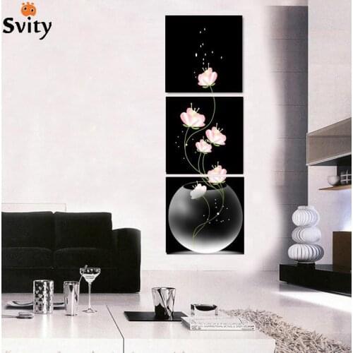 3 Pieces Free Shipping popular Hot Sell Modern Wall Painting abstract Flowers Home Wall Art Picture Paint on Canvas Prints