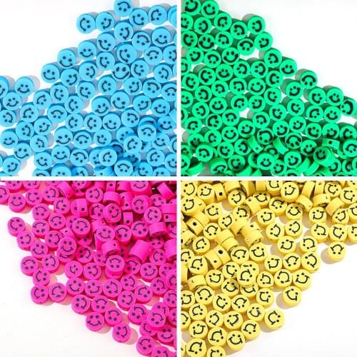 40pcs/Lot 10mm Smiley Beads Clay Spacer Beads Smile-Face Polymer Clay Beads for Jewelry Making DIY Handmade Accessories