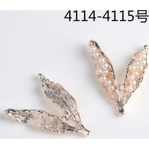 50pcs/lot Gold Color Alloy Imitation Pearl Leaf Charms Leaf Charms Pendant for Jewelry Making DIY Jewelry Accessories