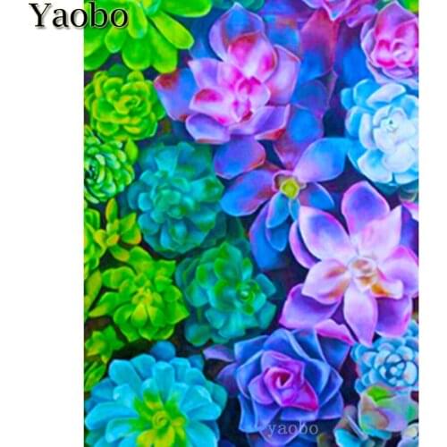 5D DIY Diamond embroidery Succulent flower leaf plant diamond painting Cross Stitch full drill square Rhinestone mosaic decor
