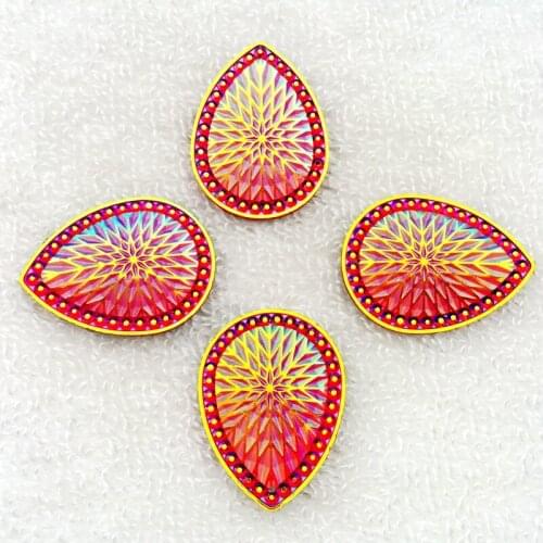 Big 8Pcs 30*40mm AB Resin Drop Flatback Rhinestone stones and crystals Wedding Button two holes DIY -B191