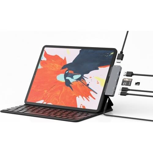 7 In 1 USB C Hub to 4K HDMI Adapter with USB-C PD60W USB3.0 3.5mm Jack Port SD TF USB Type C Dock for iPad Pro Macbook Pro/Air