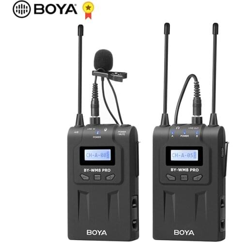 BOYA BY-WM8 Pro-K1 48 Channels UHF Wireless Microphone System (1 Transmitter + 1 Receiver) for Canon Nikon Sony DSLR Cameras