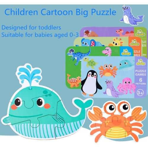 Kids Creative Wooden Puzzle Iron Box Kindergarten Baby Early Education Cartoon Animal Traffic Puzzle Cognitive Interactive Game
