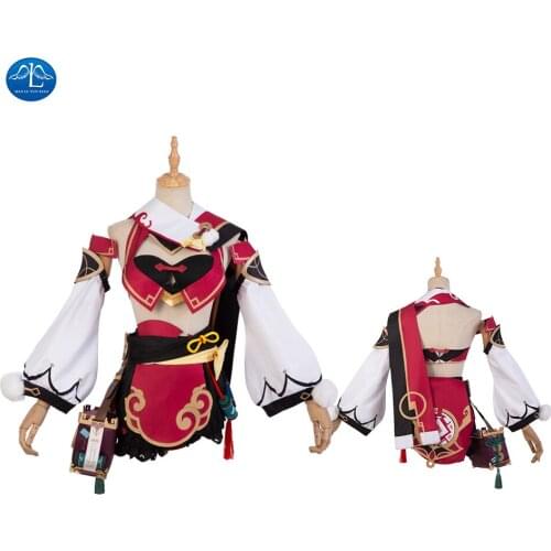 Genshin Impact Yanfei Cosplay Costume Anime Yan Fei Game Outfit Halloween Sexy Women Dress with Hat